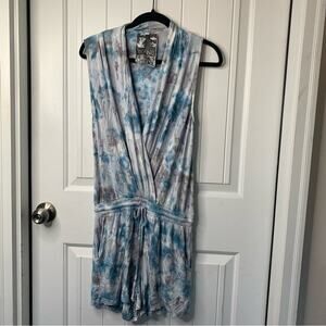Young Fabulous Broke‎ blue tie dye sleeveless romper size small